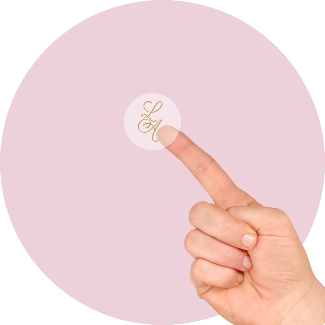 35 Etichette Trasparenti Tonde D3.6cm – Iniziali