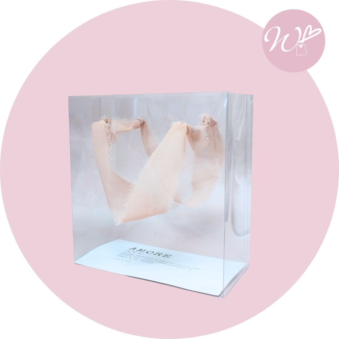 BAG PVC manico in chiffon rosa