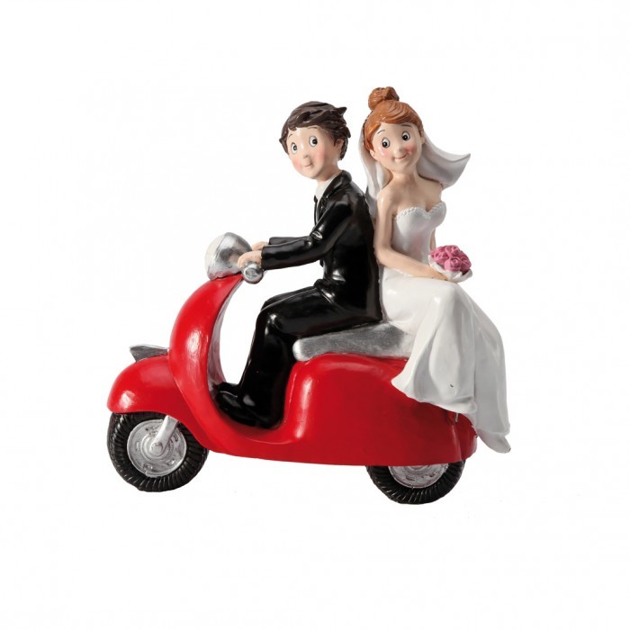 Cake Topper “Sposi su vespa rossa”