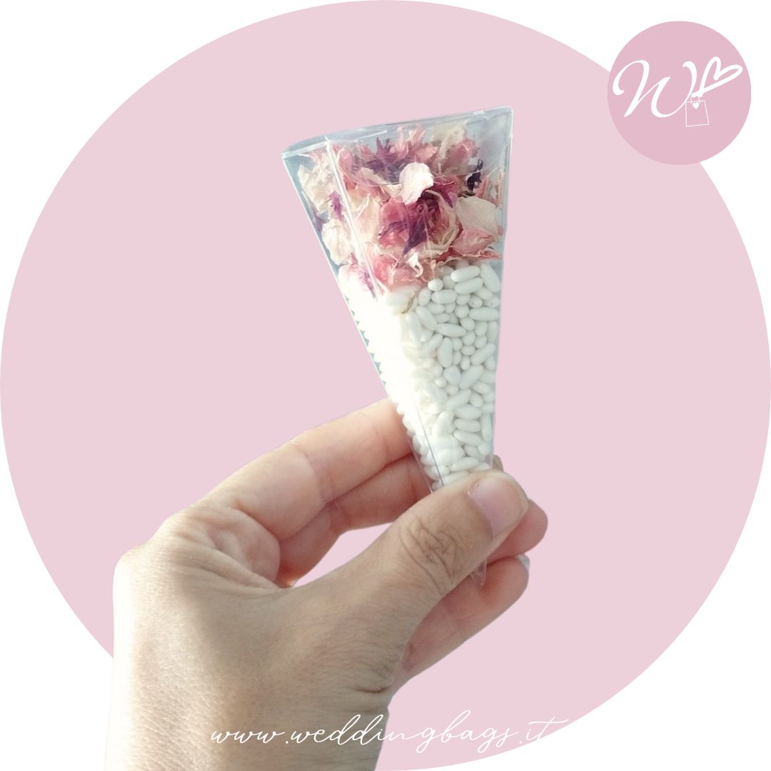 CONO PVC con RISO e PETALI  “Berries & Cherries”