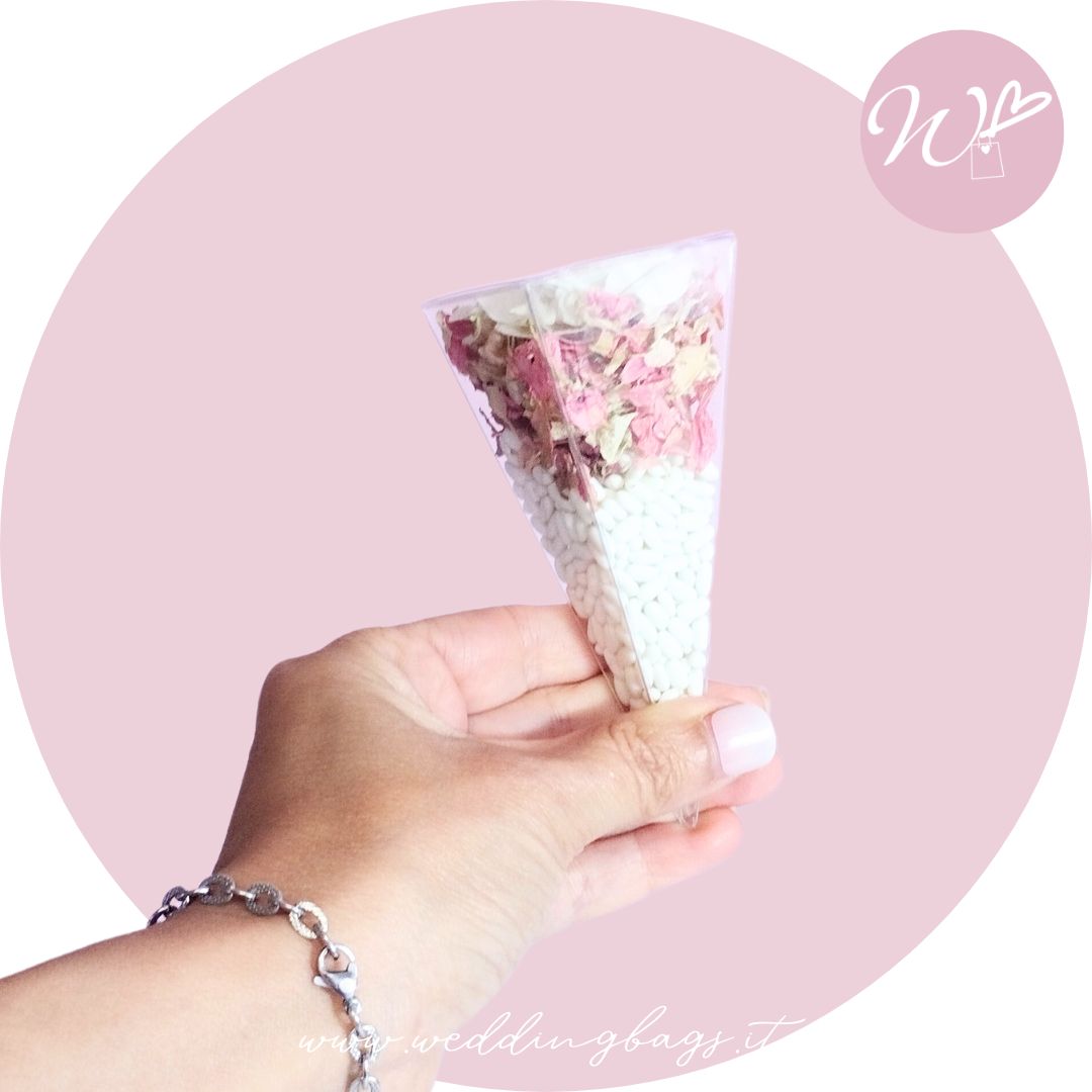 CONO PVC con RISO e PETALI ROSA BLUSH