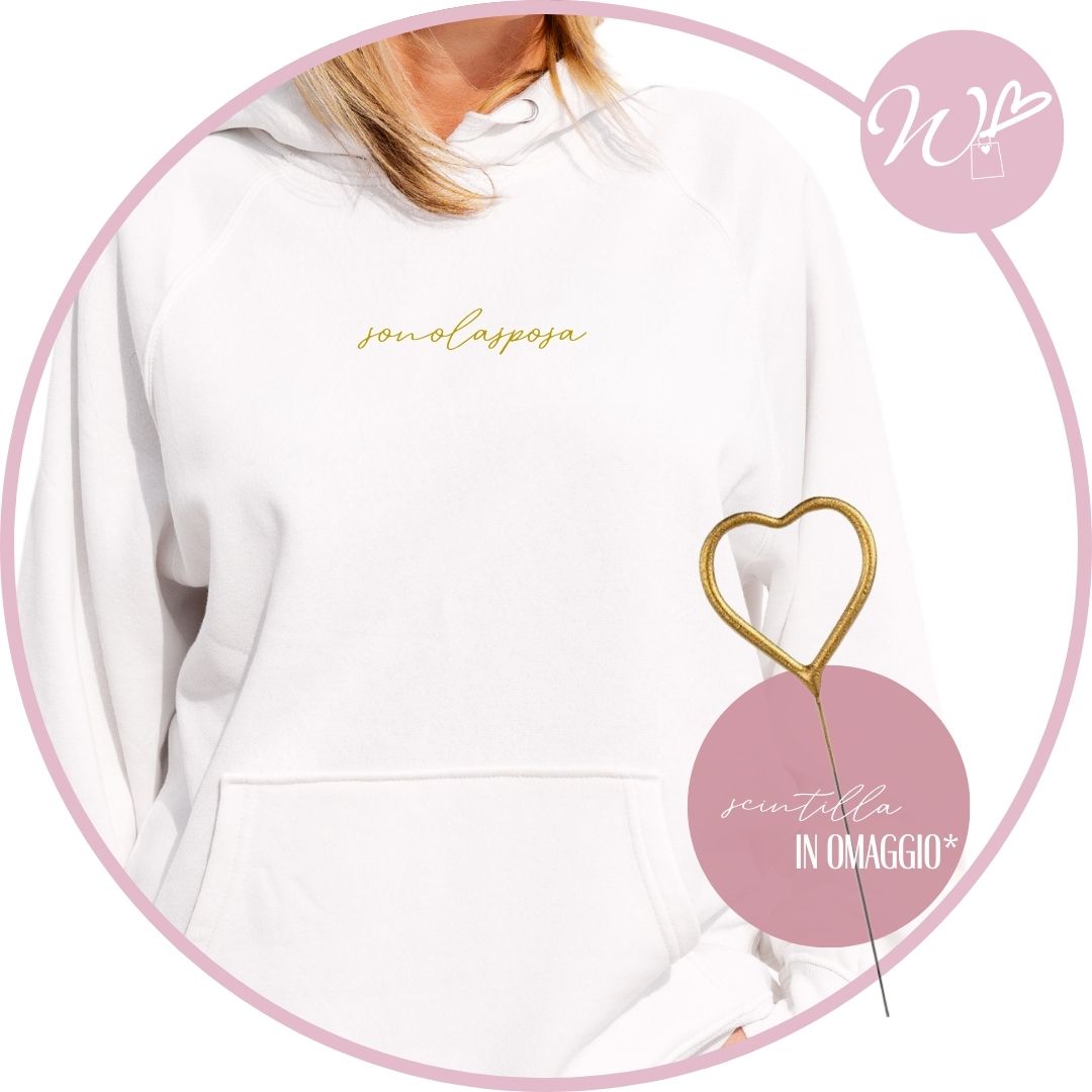FELPA CON CAPPUCCIO BIANCA SPOSA + OMAGGIO