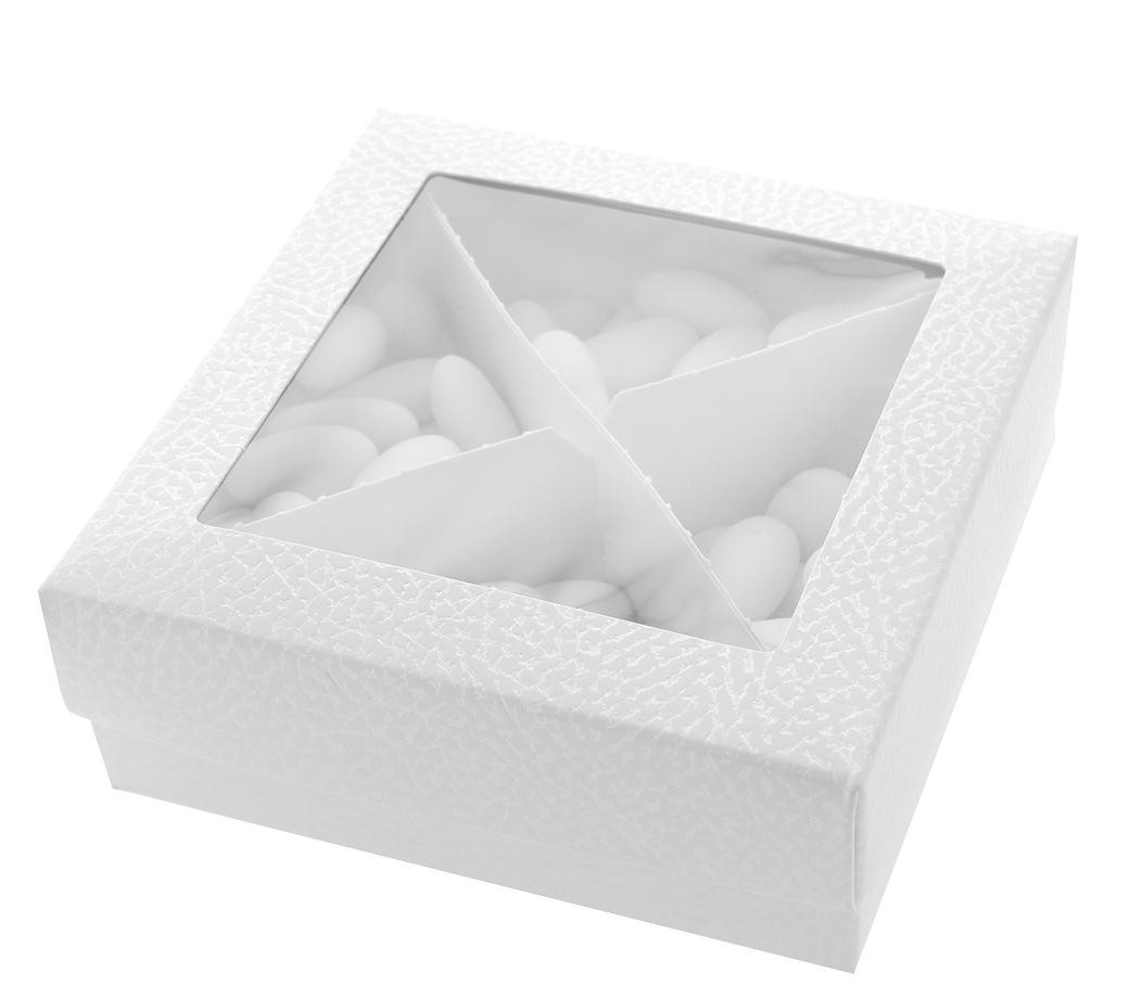 Scatola Pelle Bianca c/divisorio 12x12x4cm