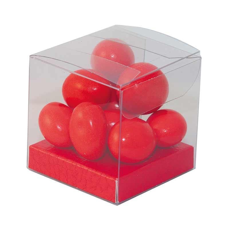 Scatola pvc con fondo rosso 6x6x6cm